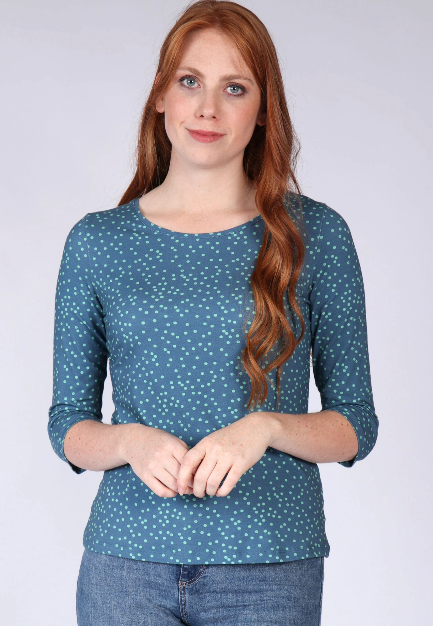 Langarmshirt Mabel Dot- Fjord