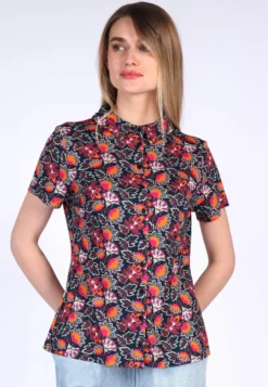 Bluse Cylita Oriental Flower - Navy