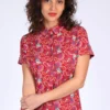 Bluse Cylita Oriental Flower - Rubin