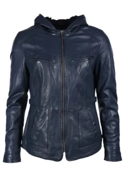 Lederjacke Vio Hoody - Navy