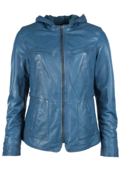 Lederjacke Vio Hoody - Deep Ocean