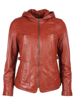 Lederjacke Vio Hoody - Henna