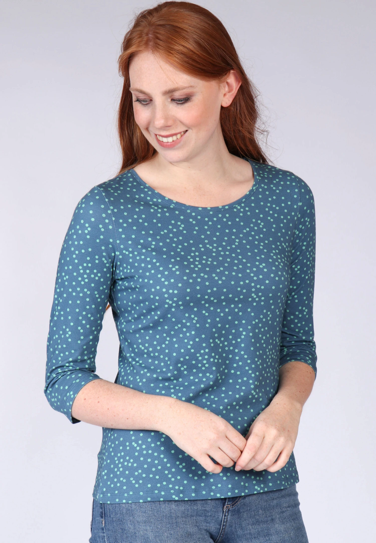 Langarmshirt Mabel Dot- Fjord – Bild 3