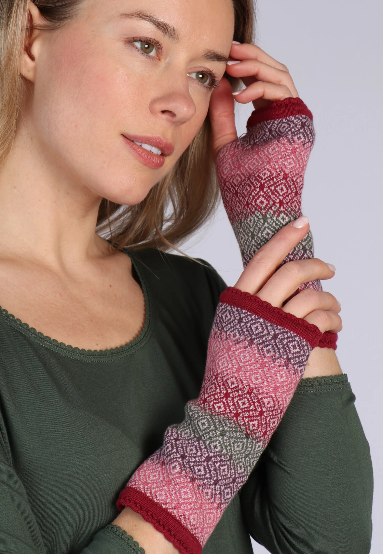 Handstulpe Lucy Stripe - Wine – Bild 3