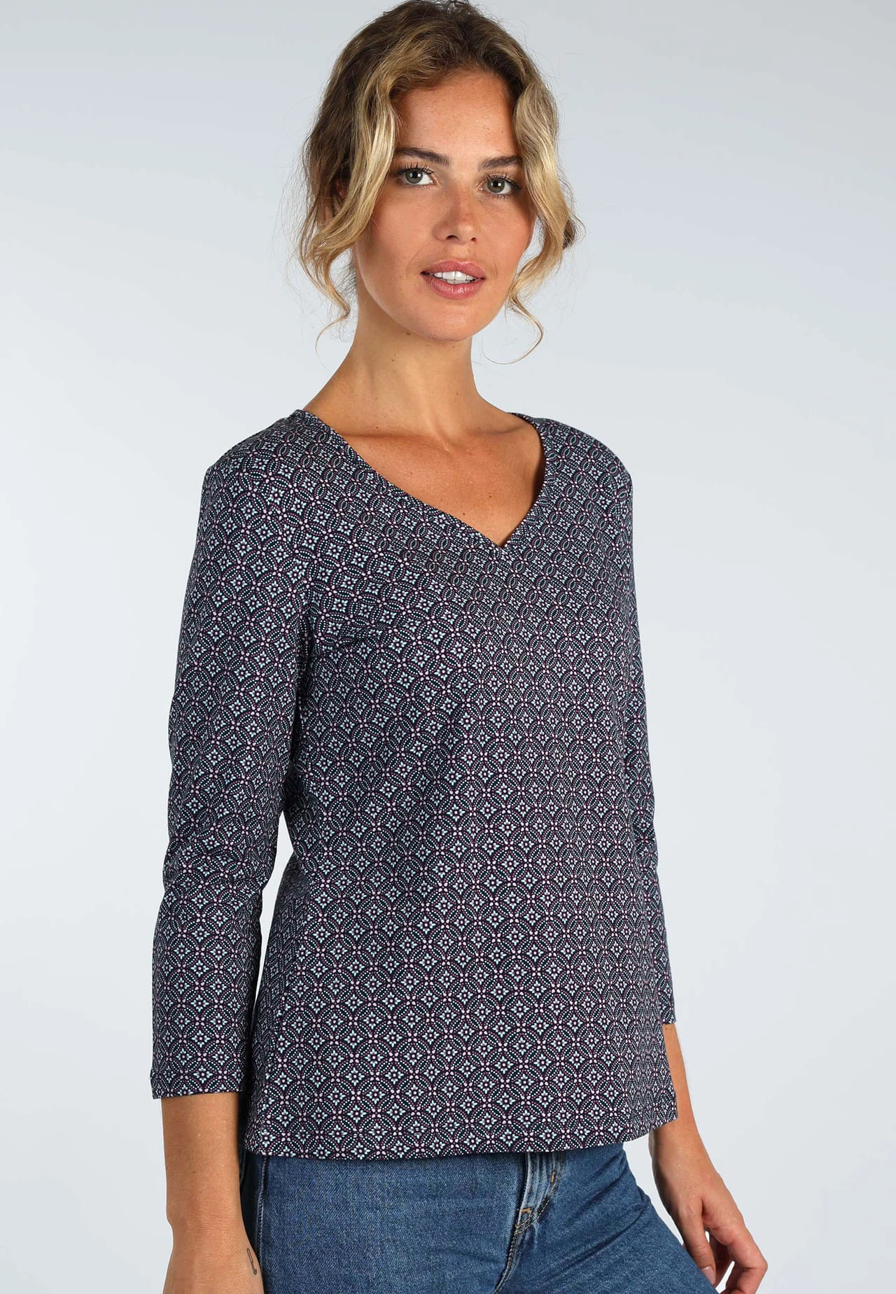 Shirt Polinchen Flower Tile - Navy – Bild 3