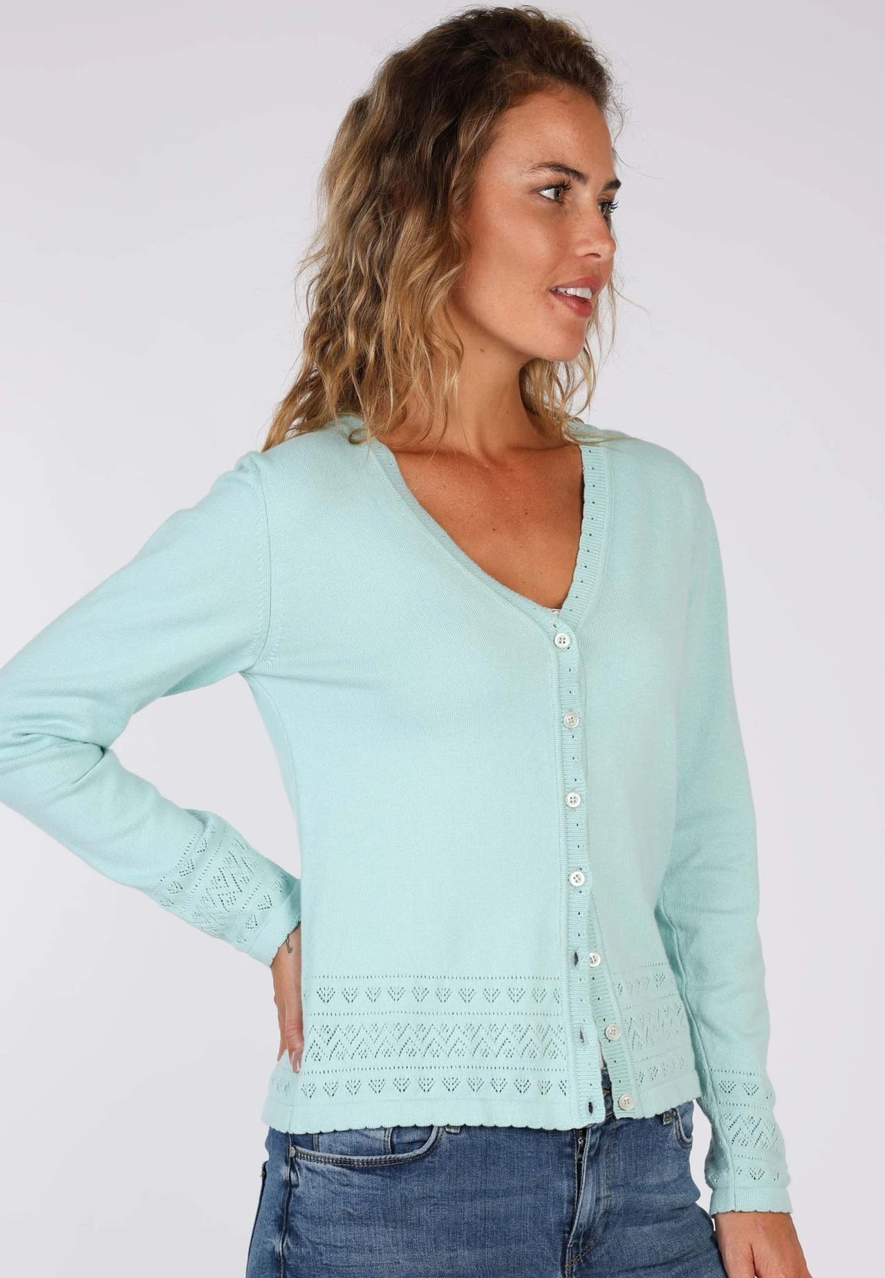 Strickjacke Amily - Pastel Blue – Bild 3