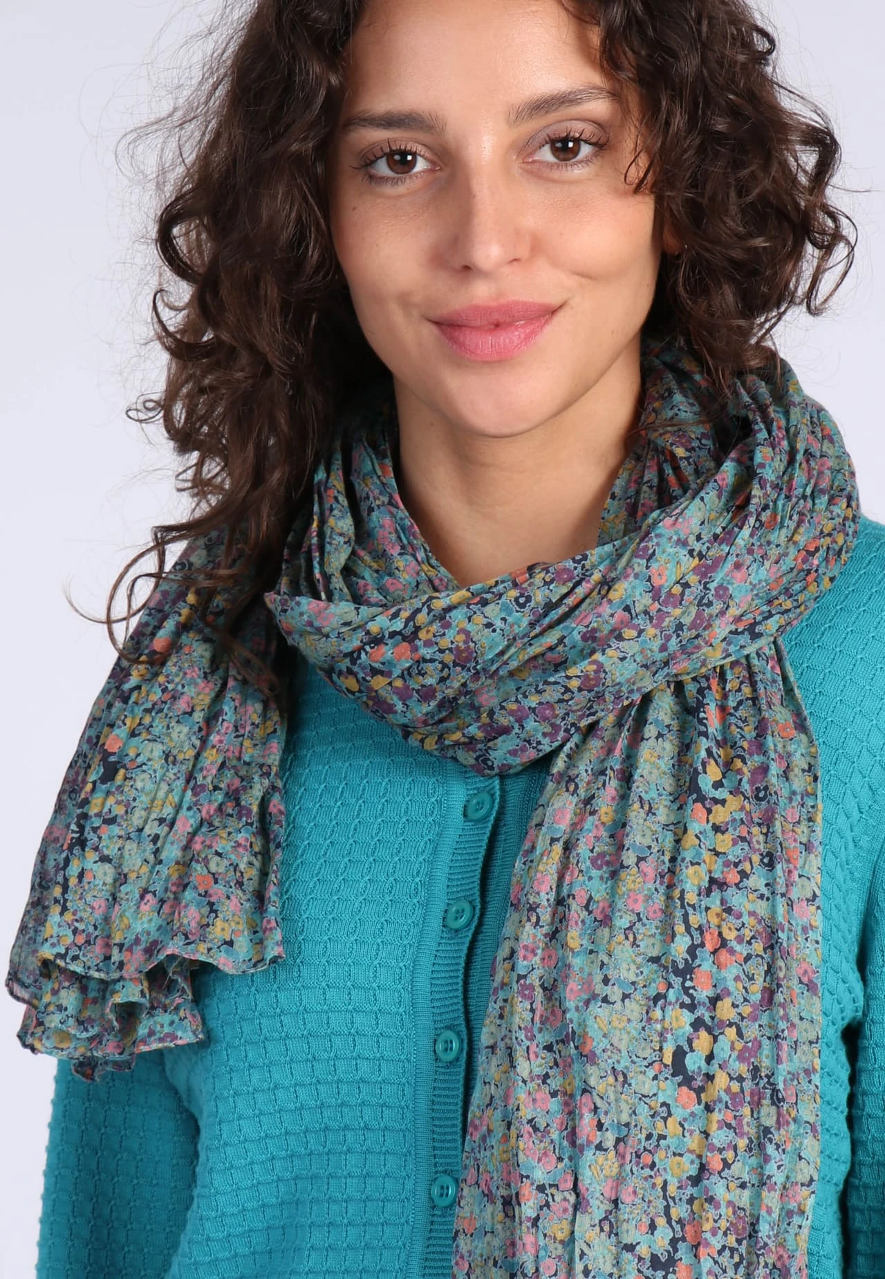 Tuch Fletti Flower Confetti- Navy – Bild 3