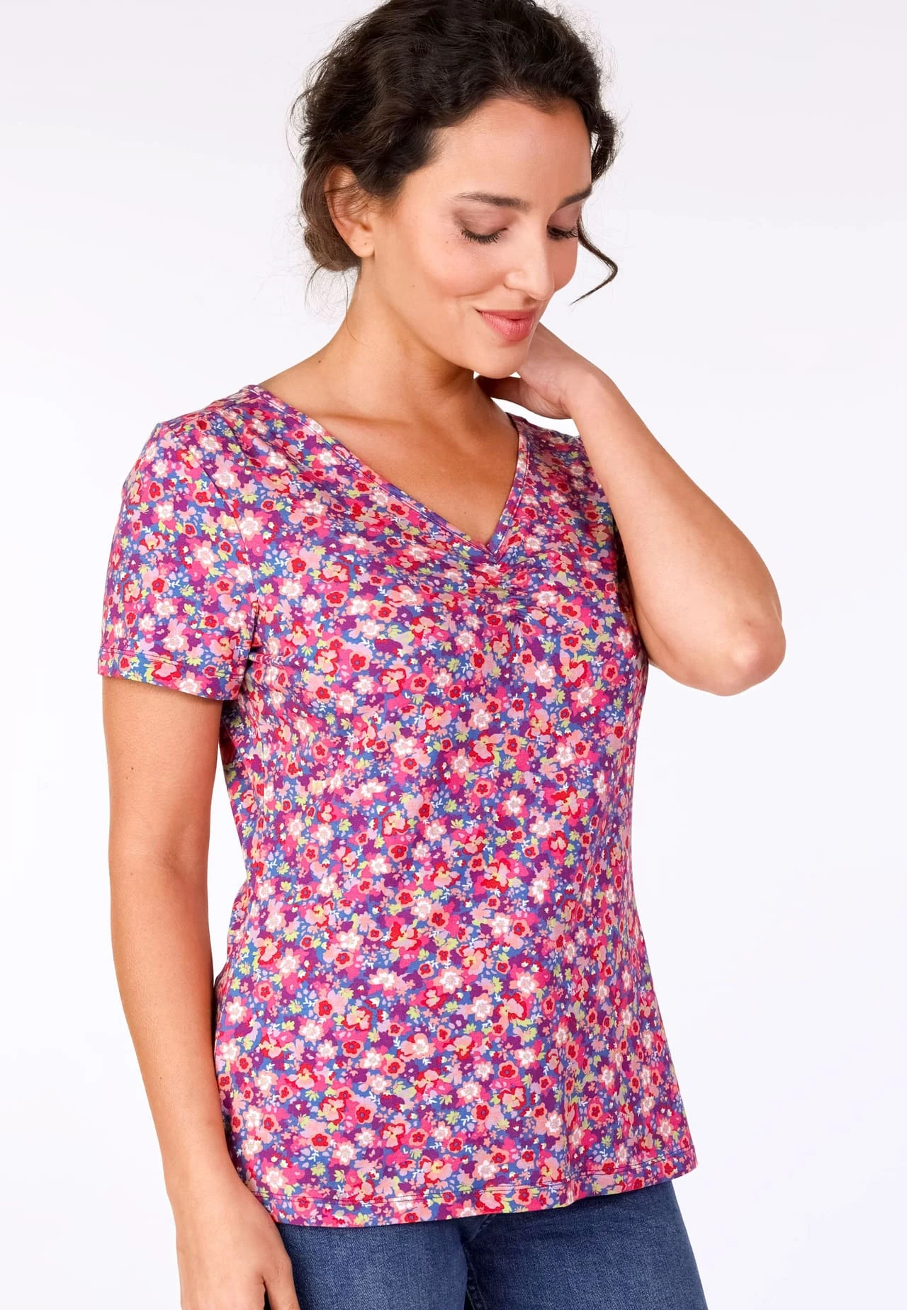 T-Shirt Alida Millefleurs - Flamingo – Bild 3