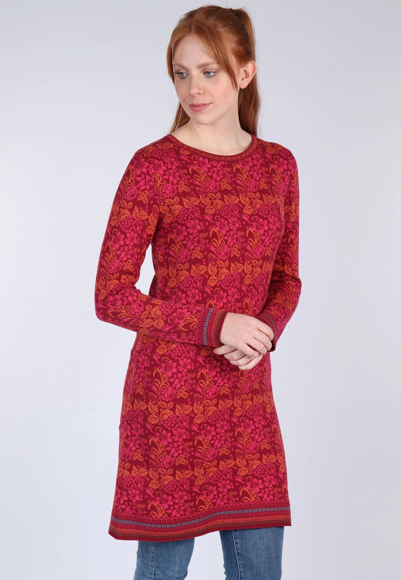 Strickkleid Suri Flowergarden - Wine – Bild 3