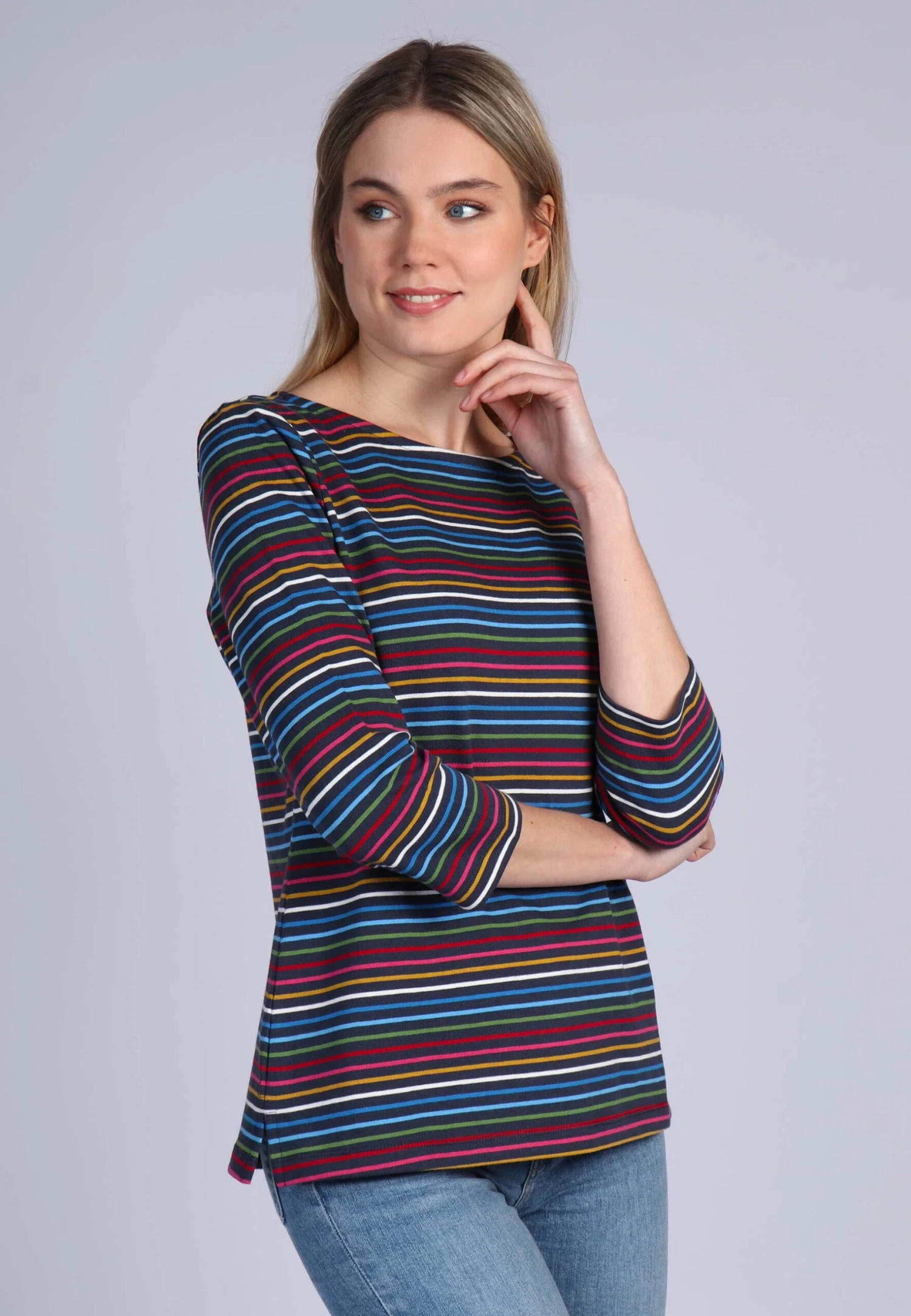 Sweater Holma Colourful Stripe - Navy – Bild 3