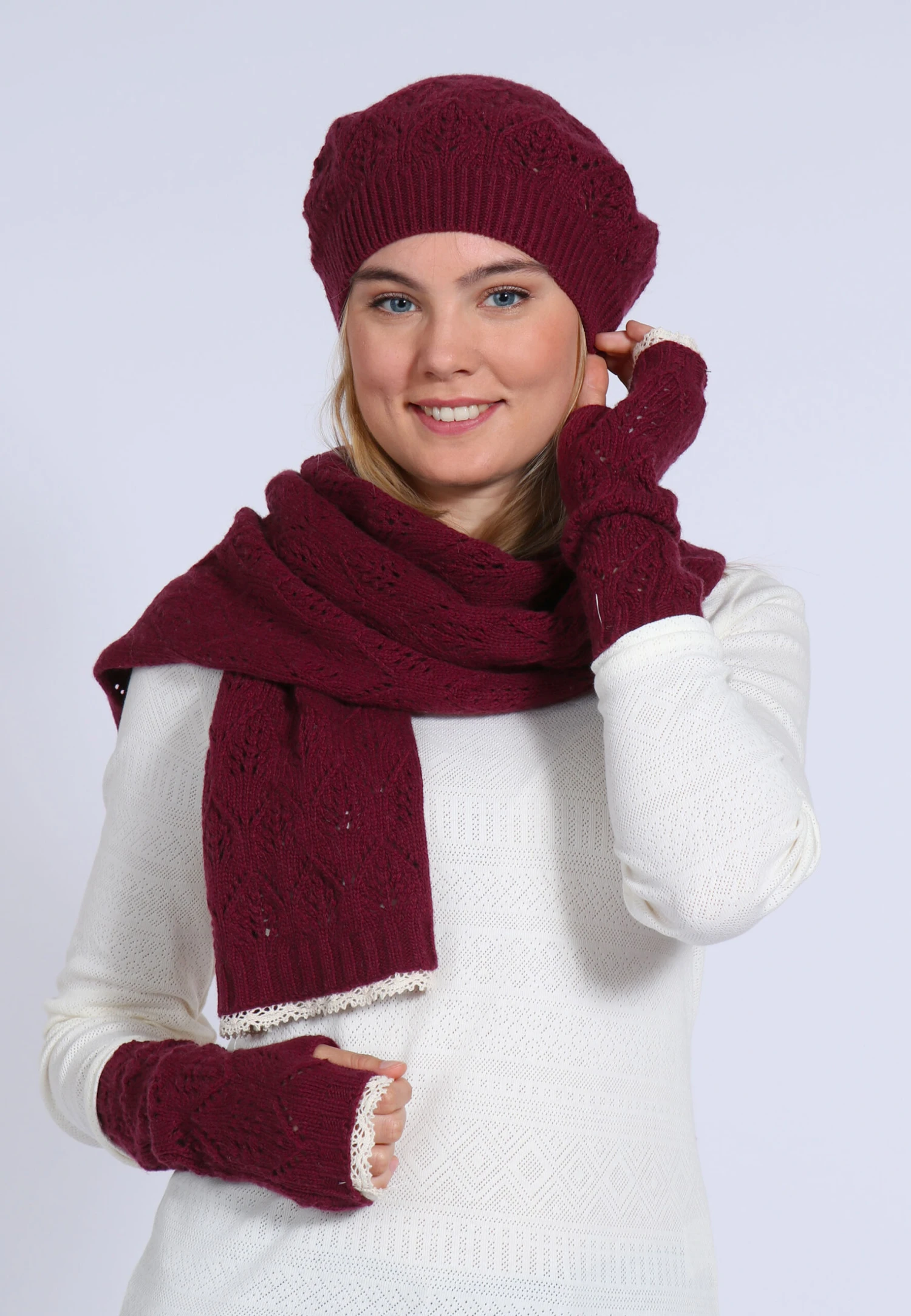 Strickschal Safira - Burgundy – Bild 4