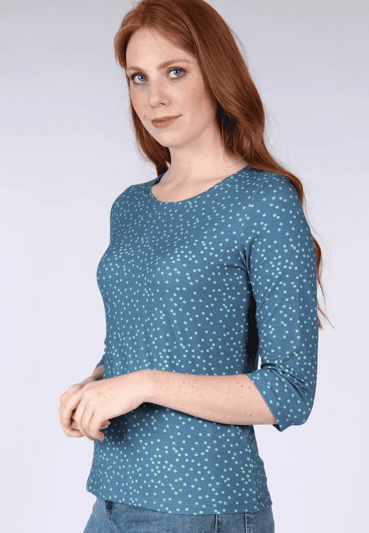Langarmshirt Mabel Dot- Fjord – Bild 4