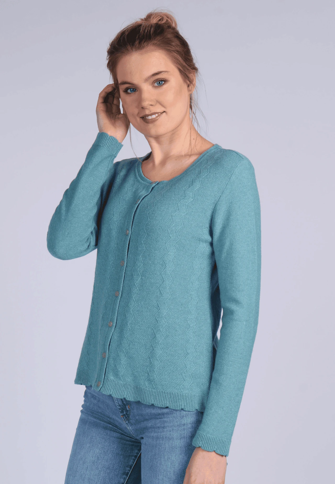 Strickjacke Renita - Mosaic Blue – Bild 4