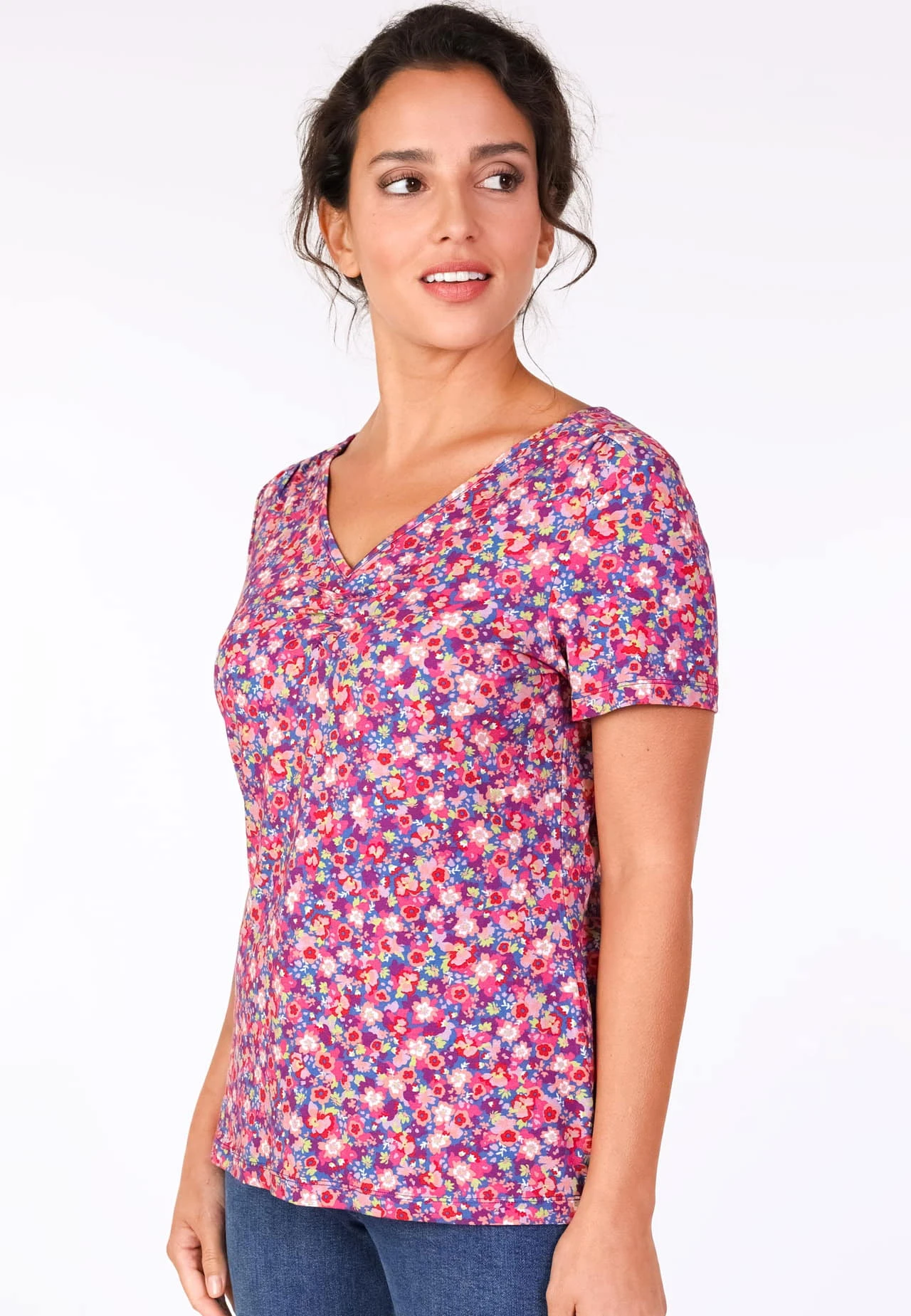 T-Shirt Alida Millefleurs - Flamingo – Bild 4