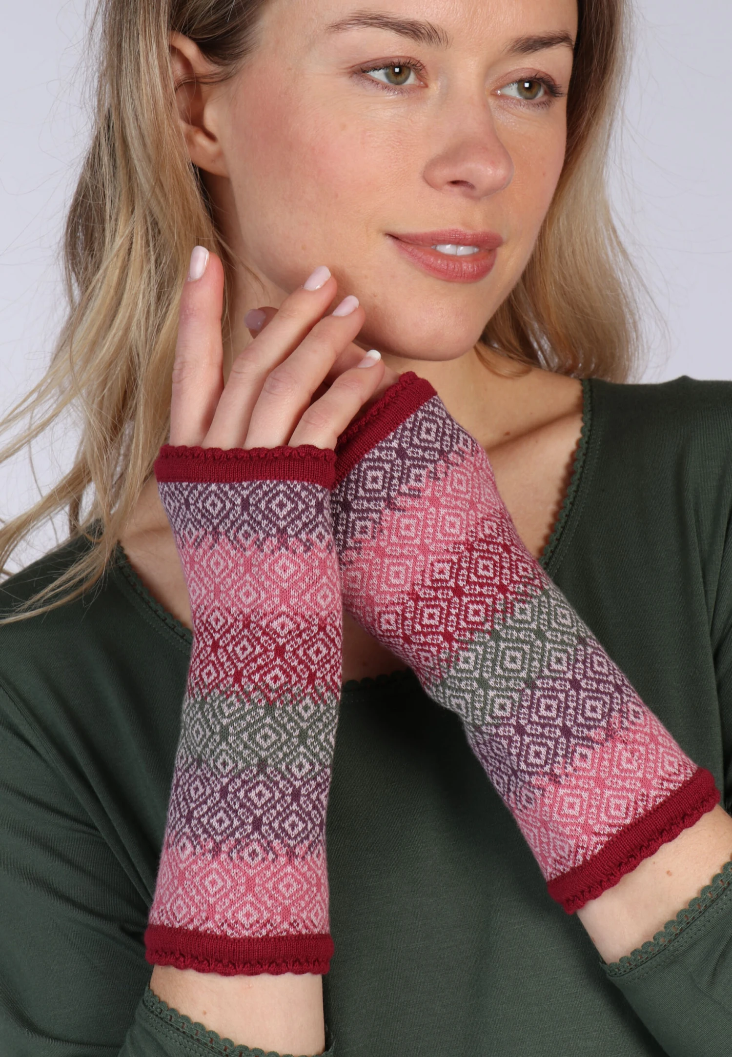 Handstulpe Lucy Stripe - Wine – Bild 4